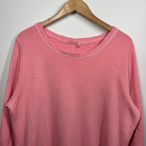 Fresh Produce Top Women L Pink Peach 3/4 Sleeve Terry Cloth Made in USA Spring - Picture 3 of 7